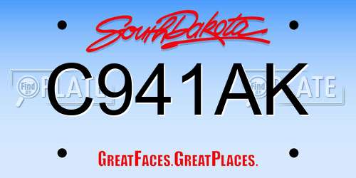 C941AK South Dakota License Plate