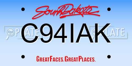 C94IAK South Dakota License Plate