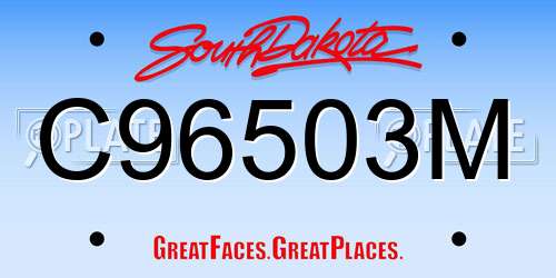 C96503M South Dakota License Plate