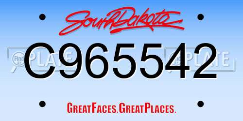 C965542 South Dakota License Plate