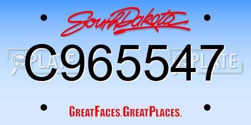 C965547 South Dakota License Plate