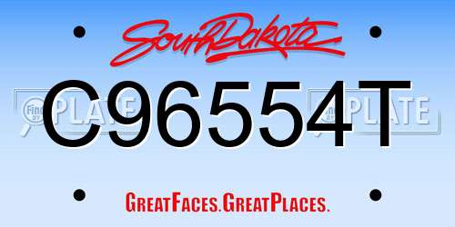 C96554T South Dakota License Plate