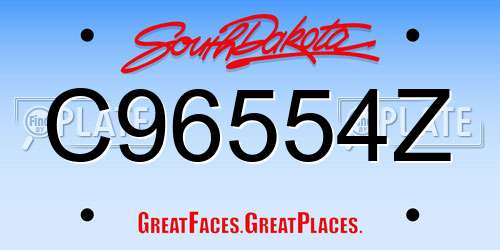 C96554Z South Dakota License Plate