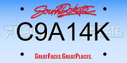 C9A14K South Dakota License Plate
