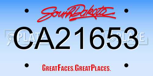 CA21653 South Dakota License Plate