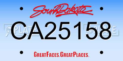 CA25158 South Dakota License Plate