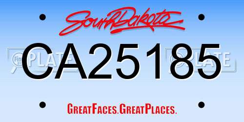 CA25185 South Dakota License Plate