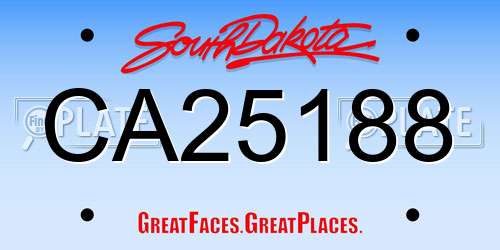 CA25188 South Dakota License Plate