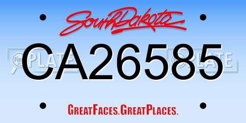 CA26585 South Dakota License Plate