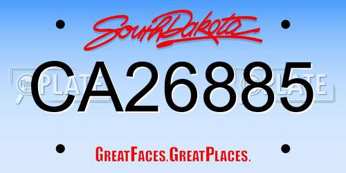 CA26885 South Dakota License Plate