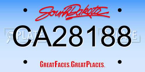 CA28188 South Dakota License Plate