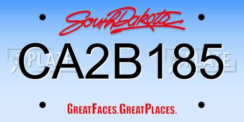 CA2B185 South Dakota License Plate