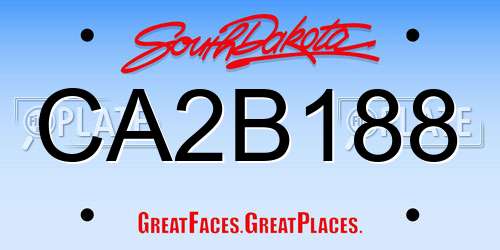 CA2B188 South Dakota License Plate