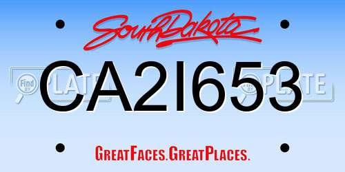CA2I653 South Dakota License Plate