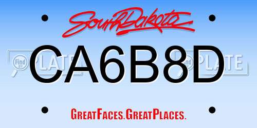 CA6B8D South Dakota License Plate