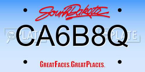 CA6B8Q South Dakota License Plate