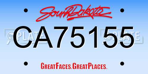 CA75155 South Dakota License Plate