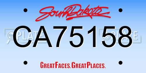 CA75158 South Dakota License Plate