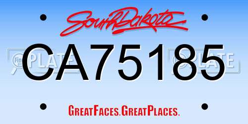 CA75185 South Dakota License Plate