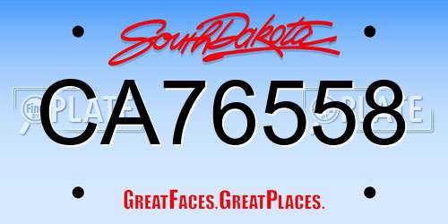 CA76558 South Dakota License Plate