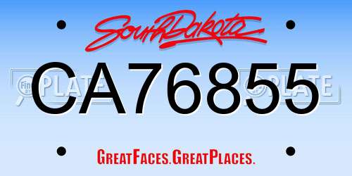 CA76855 South Dakota License Plate