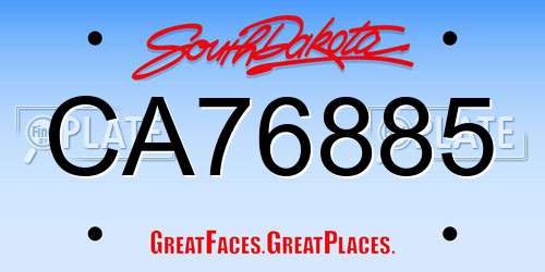 CA76885 South Dakota License Plate