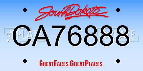 CA76888 South Dakota License Plate