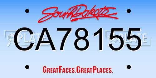 CA78155 South Dakota License Plate