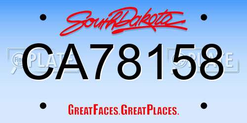 CA78158 South Dakota License Plate
