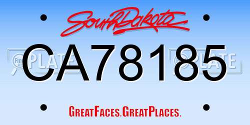 CA78185 South Dakota License Plate