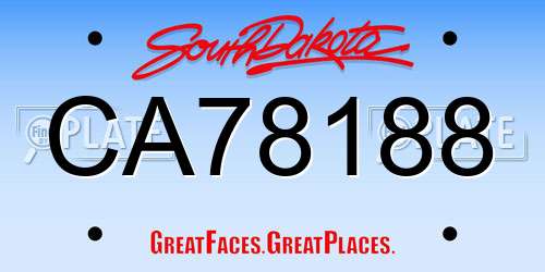 CA78188 South Dakota License Plate