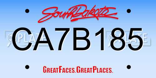 CA7B185 South Dakota License Plate