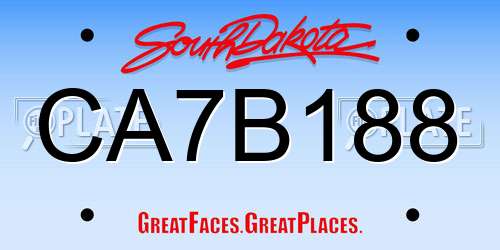 CA7B188 South Dakota License Plate