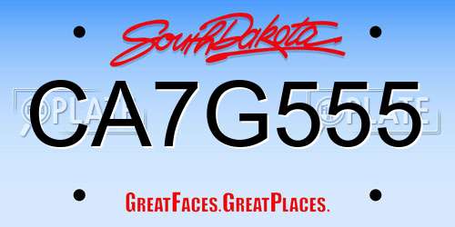 CA7G555 South Dakota License Plate