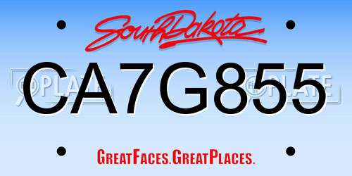 CA7G855 South Dakota License Plate