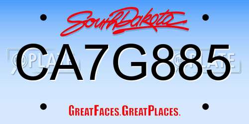 CA7G885 South Dakota License Plate
