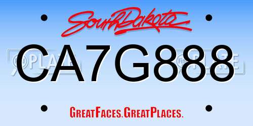 CA7G888 South Dakota License Plate