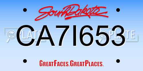 CA7I653 South Dakota License Plate