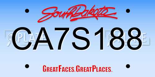 CA7S188 South Dakota License Plate