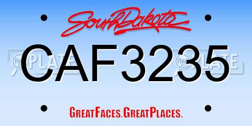 CAF3235 South Dakota License Plate