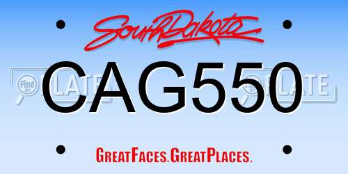 CAG550 South Dakota License Plate