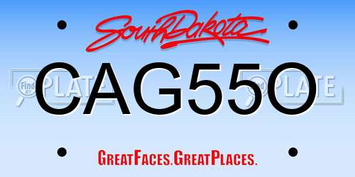 CAG55O South Dakota License Plate
