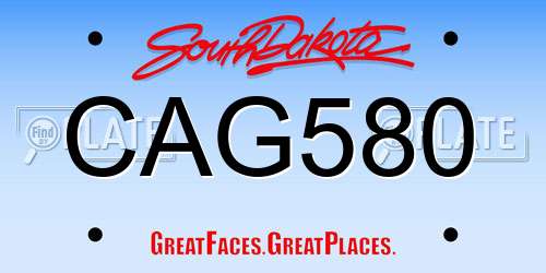 CAG580 South Dakota License Plate