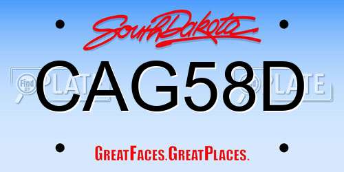 CAG58D South Dakota License Plate