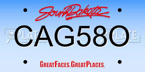 CAG58O South Dakota License Plate