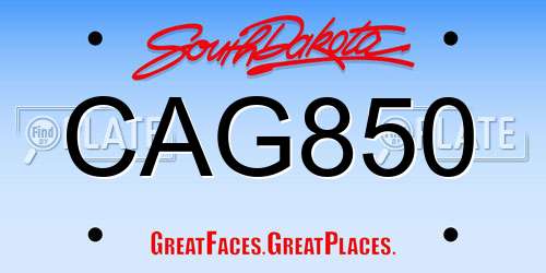 CAG850 South Dakota License Plate