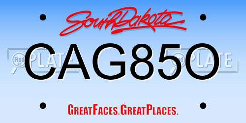 CAG85O South Dakota License Plate