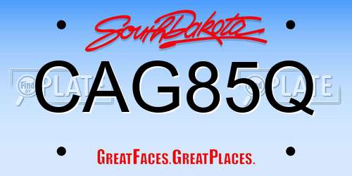 CAG85Q South Dakota License Plate
