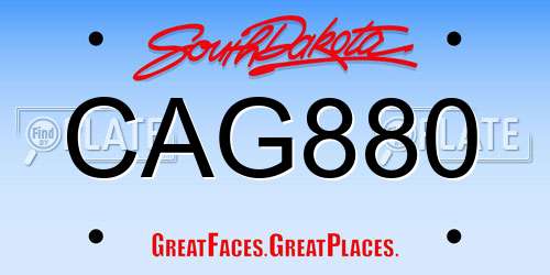 CAG880 South Dakota License Plate