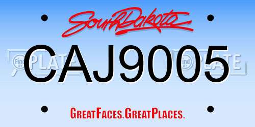 CAJ9005 South Dakota License Plate